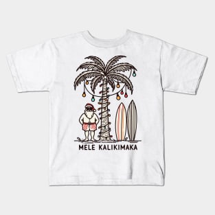 Mele Kalikimaka Hawaiian Christmas In July Hawaii Santa Kids T-Shirt